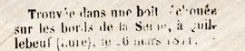 Fundortstempel: a Quillebeuf (Eure), le 26 mars 1871